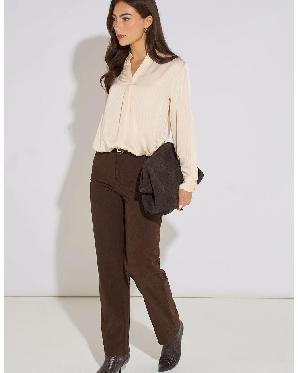 Gini London Natural Cord Straight Leg Trousers
