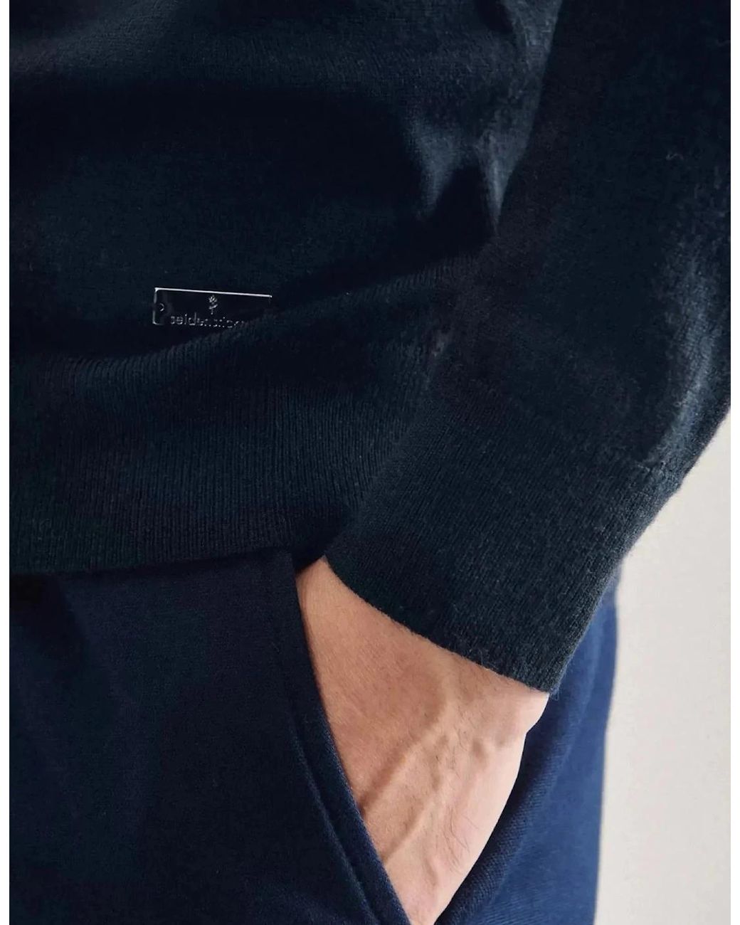 Seidensticker Blue Merino Wool Roll Neck Knit Dark for men
