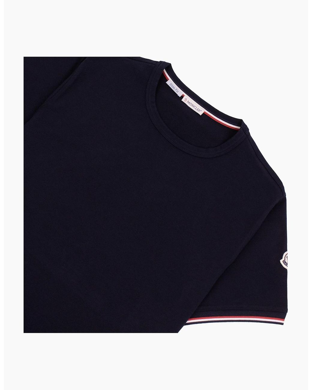 Moncler Blue Tricolour-Trimmed Cotton T-Shirt 778 for men