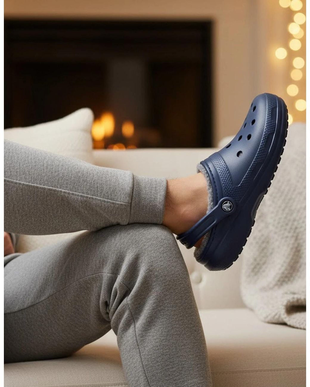 CROCSTM Blue 203591-459 Classic Lined Clogs/Charcoal