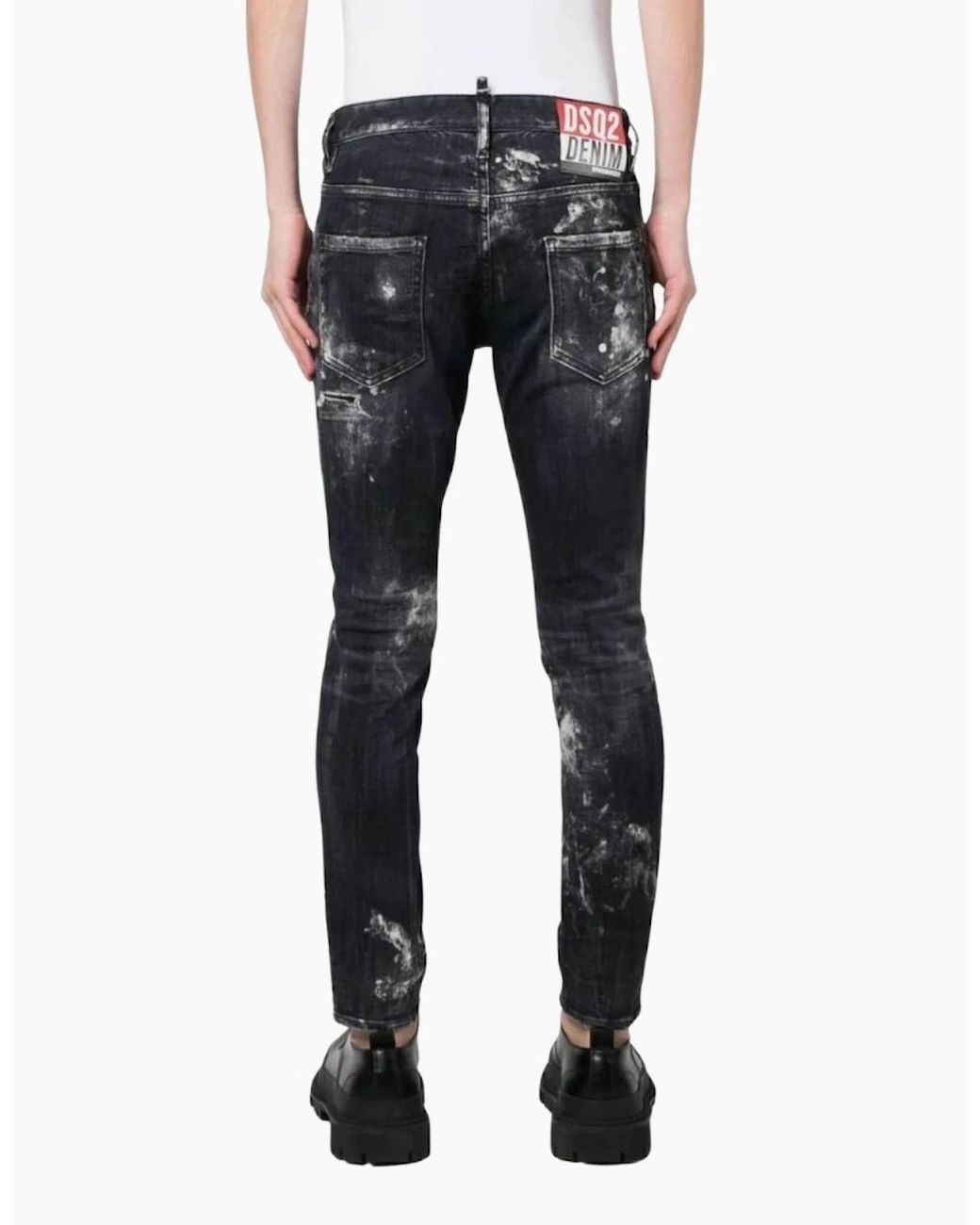 DSquared² Gray Super Twinky Jean Destroyed Paint Effect Jeans for men