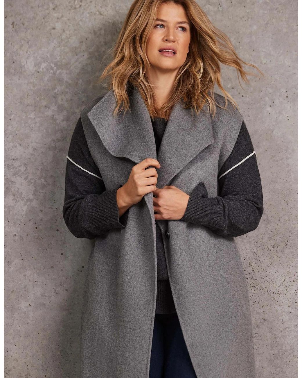 Live Unlimited London Gray Longline Sleeveless Wool Coat