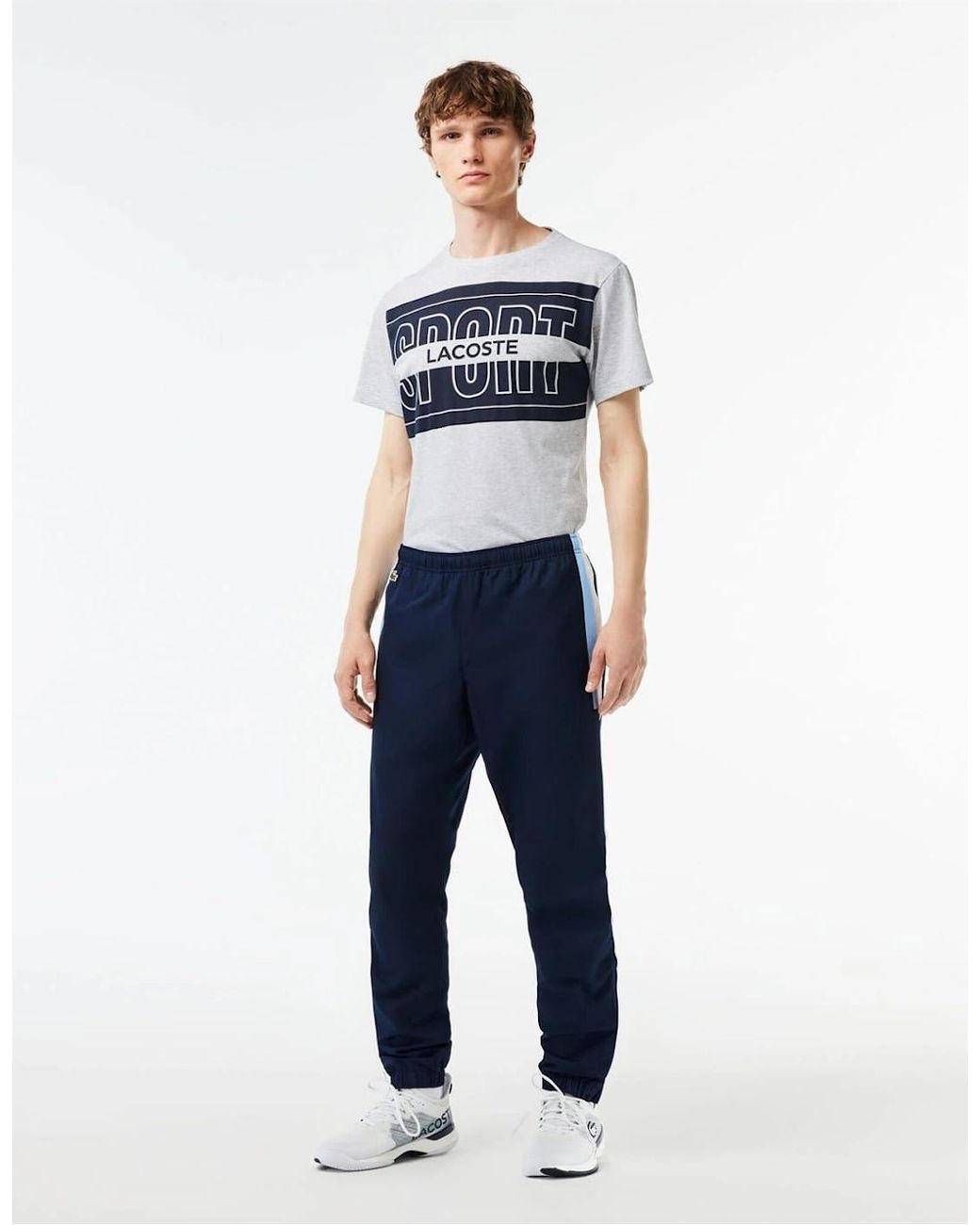 Lacoste Blue Solid Patterned Slim Joggers for men