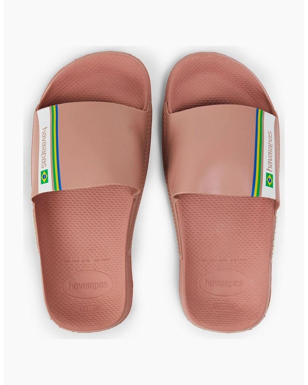 Havaianas Pink Slide Brasil Crocus Rose 37 38 Flip Flops