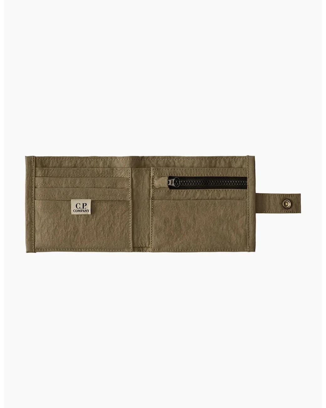 C P Company Green Herringbone Logo Wallet for men