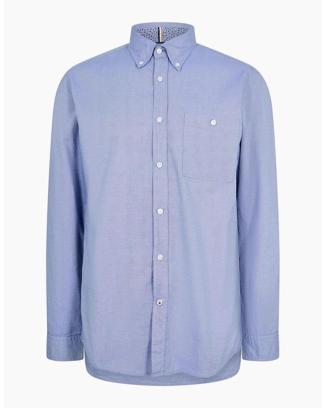Boss Blue Oxford Button Down Collar Long Sleeve Shirt for men