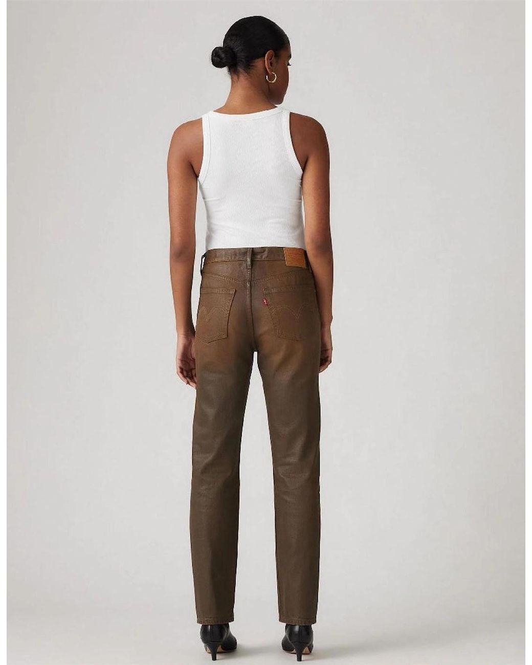 Levi's Brown 501 Straight Leg Five Pocket Jeans