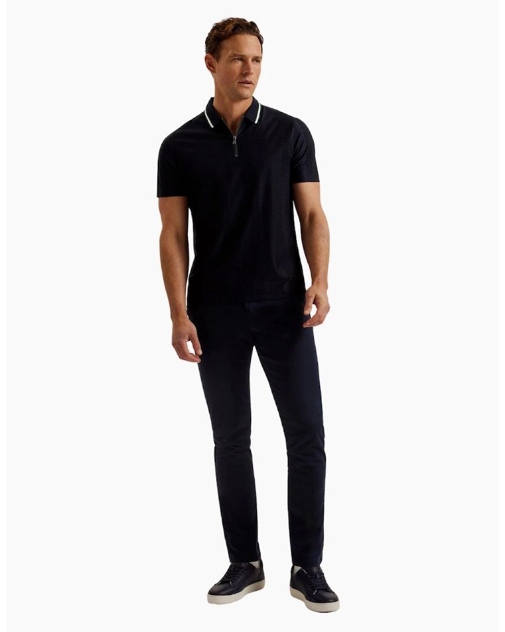 Ted Baker Blue Orbite Slim Fit Jacquard T Polo Shirt for men