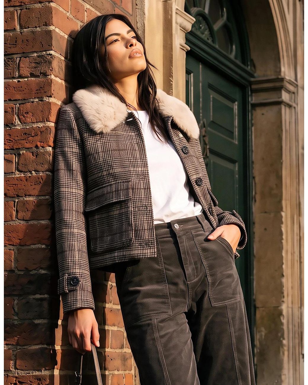 Nooki Design Green Gisele Wool Check Coat