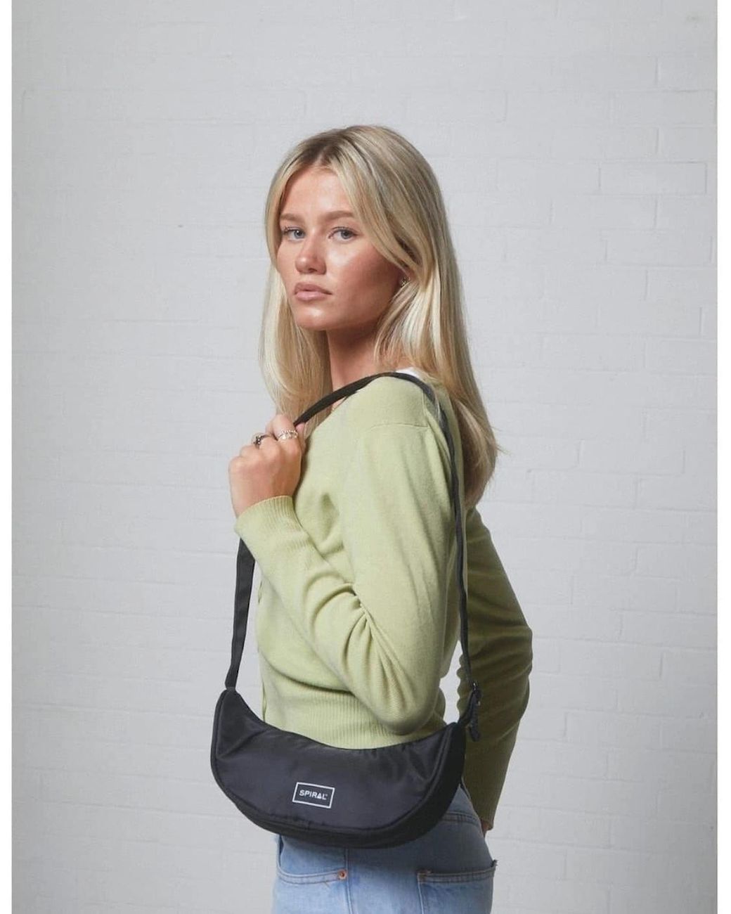 Spiral Black Cali Cross Body Bag With Logo Patch
