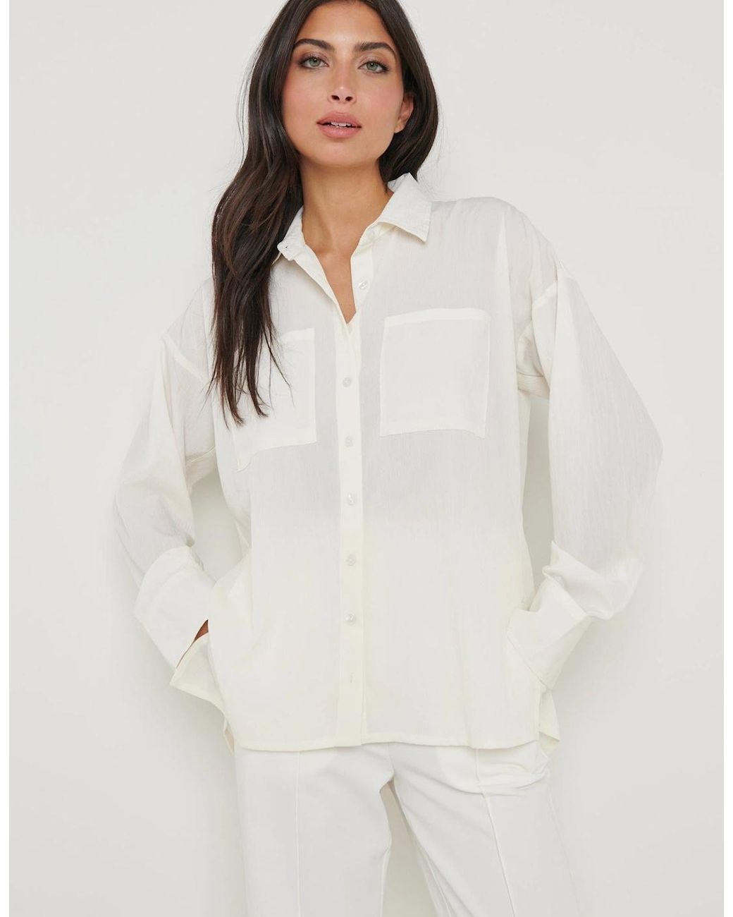 Pretty Lavish Natural Drew Crinkle Shirt