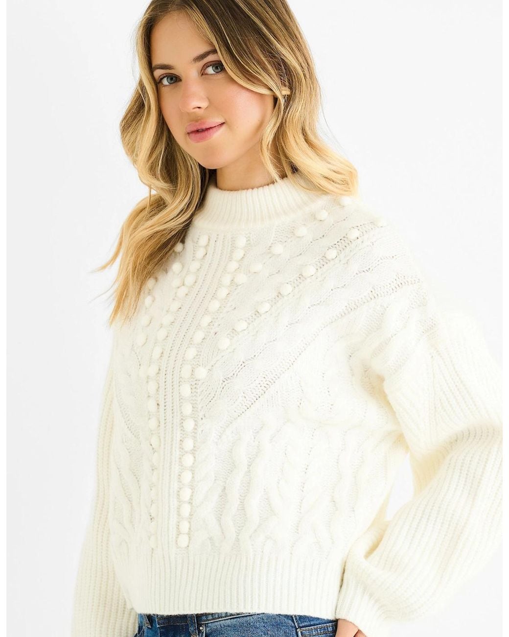 Gini London Blue Chunky Knit Oversized Jumper