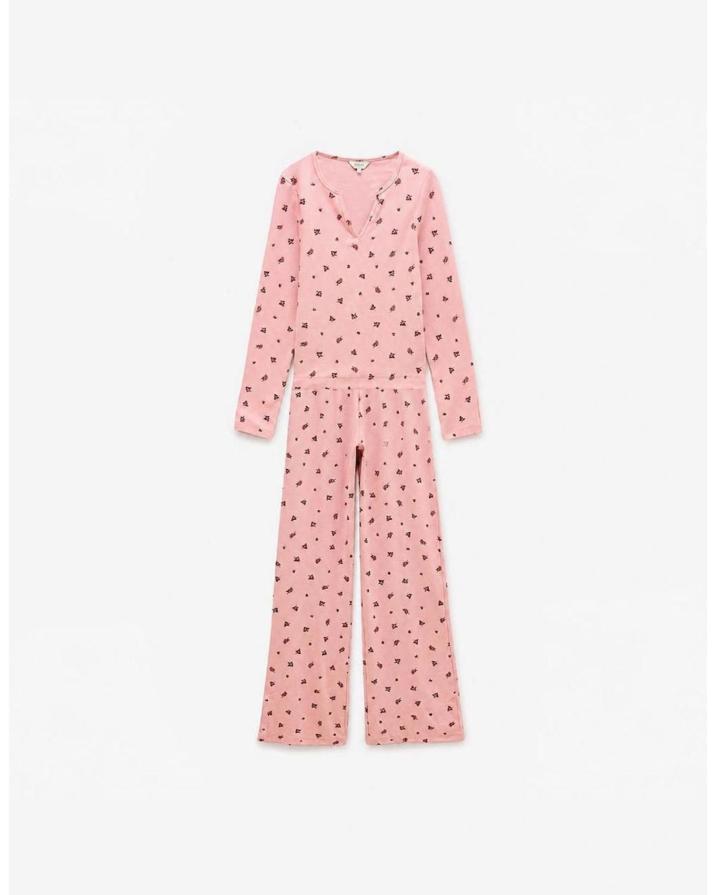 Joules Pink Pointelle Ladies Pyjama Set Floral