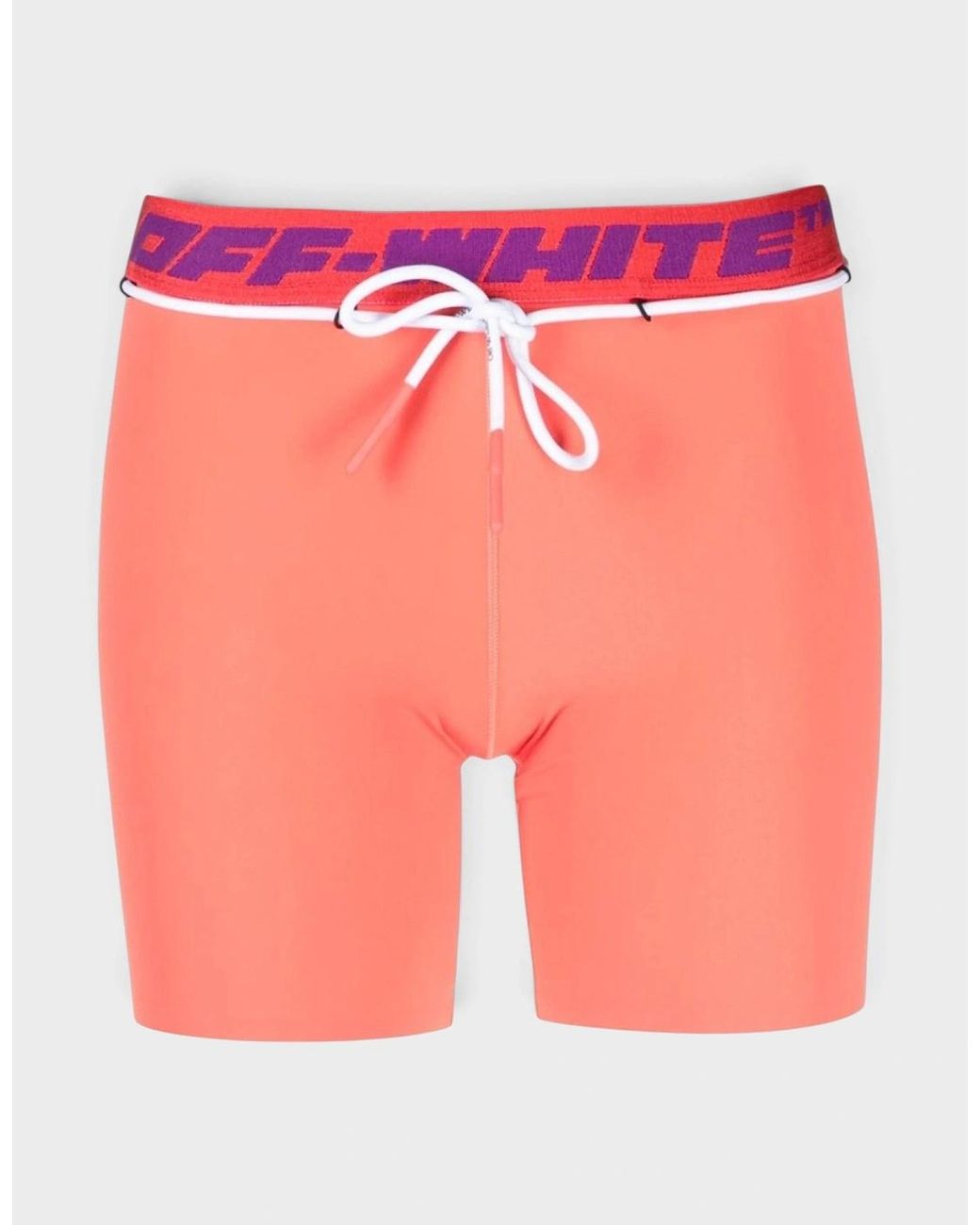 Off-White c/o Virgil Abloh Pink Logo Waistband Track Shorts Coral