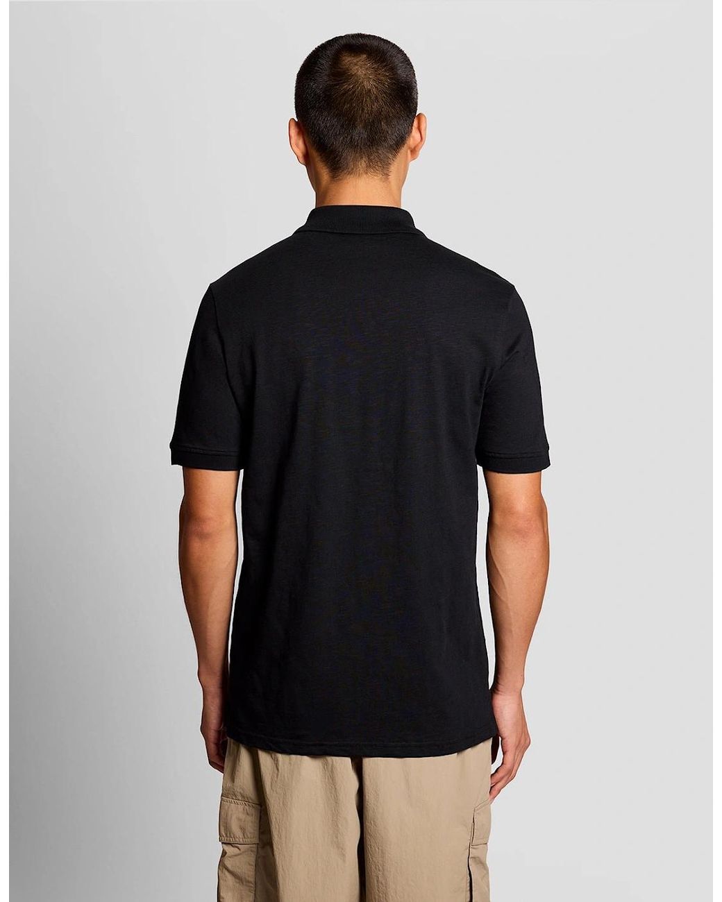 Lyle & Scott Black Fine Cotton Slub Polo Shirt for men