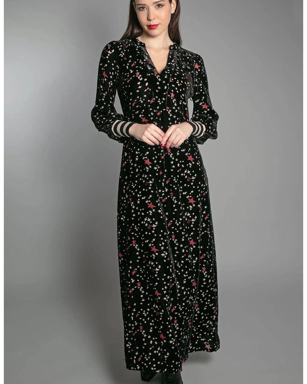 Nooki Design Black Aleanna Devore Maxi Dress