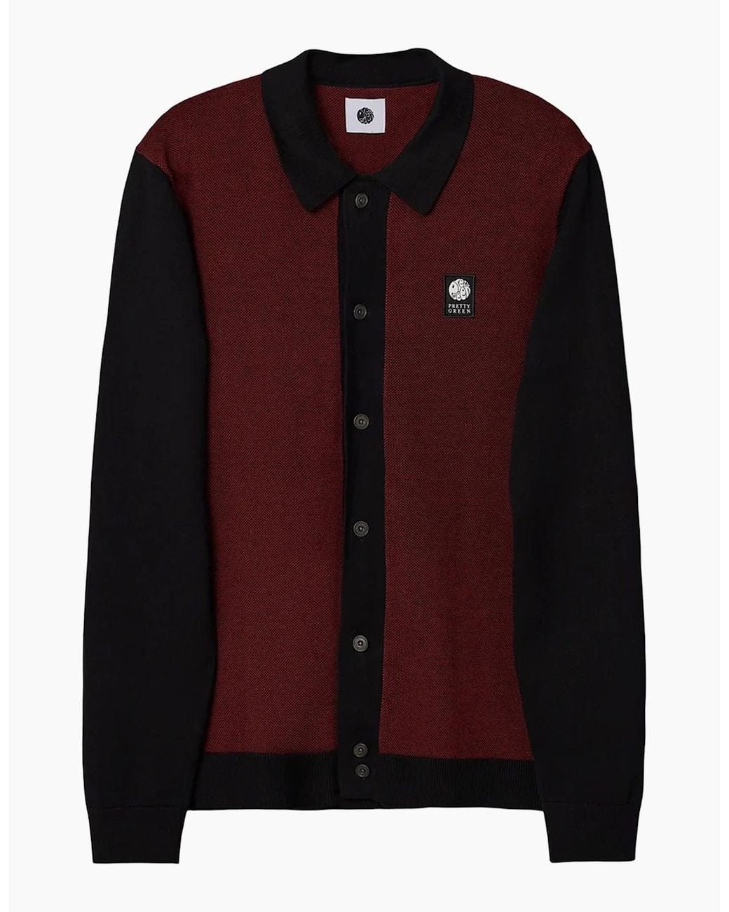 Pretty Green Black Roxy Long Sleeve Knit Shirt for men