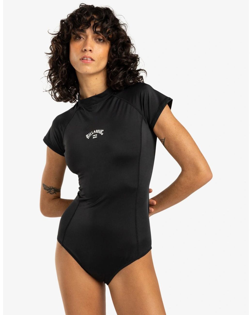 Billabong Black Tropics 2022 Short Sleeve One Piece Swimming Costume