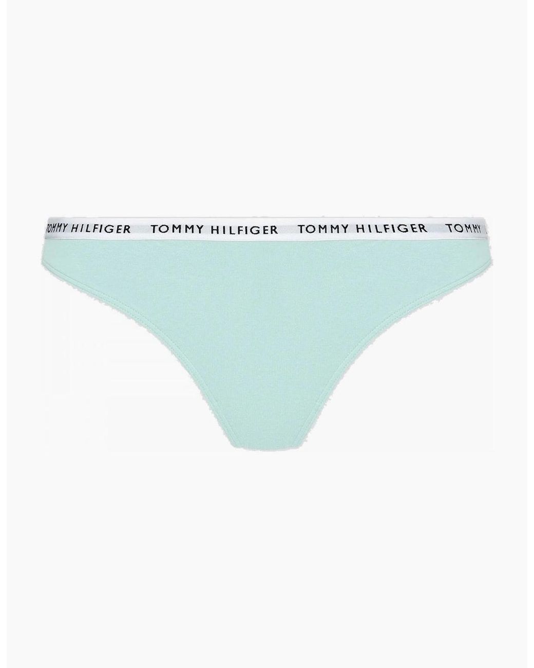 Tommy Hilfiger Blue Cotton 3-Pack Thong, Cranberry/Aqua/Saltwater