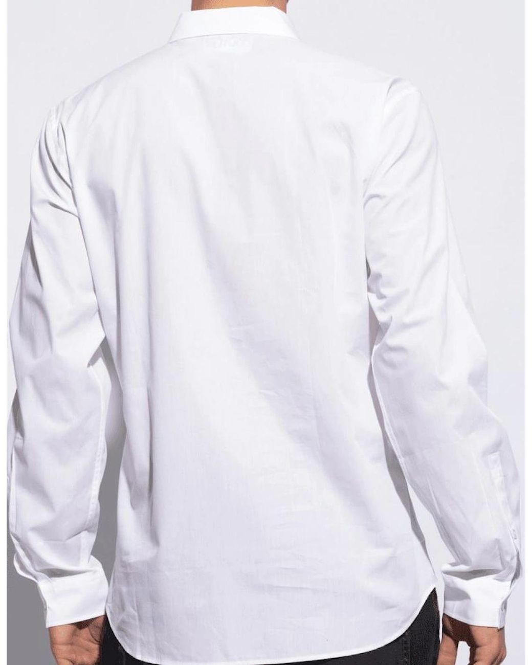 Versace White Cotton Printed V-Emblem Logo/ Shirt for men