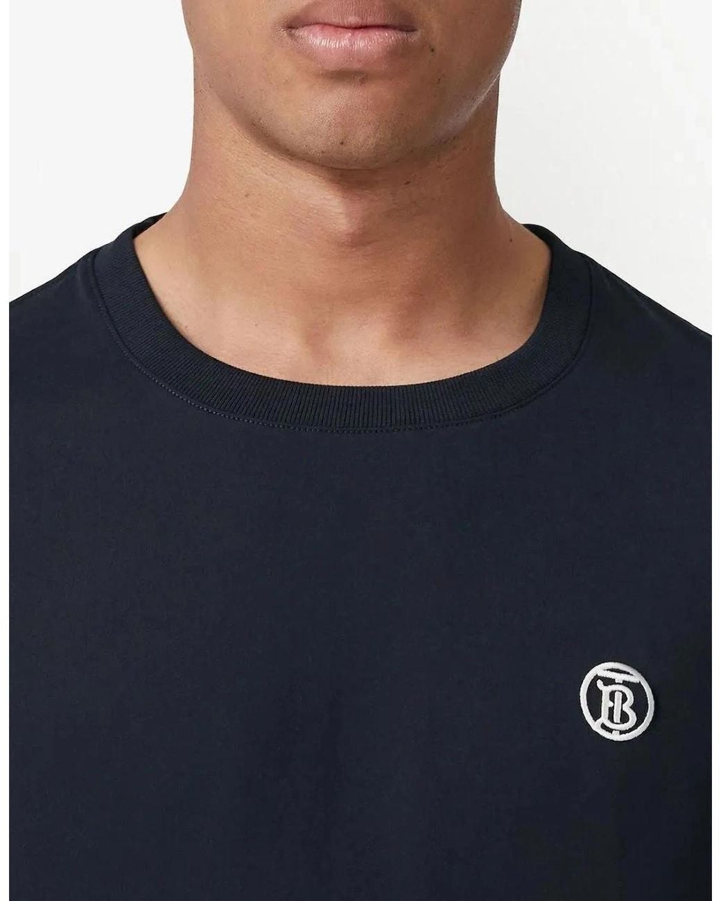 Burberry Blue 'Parker' Tb-Embroidered Logo T-Shirt for men