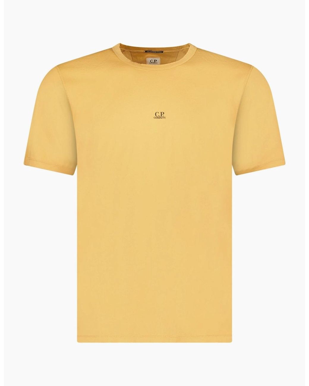C P Company Yellow Mercerized Cotton Jersey 70/2 T-Shirt Apricot for men