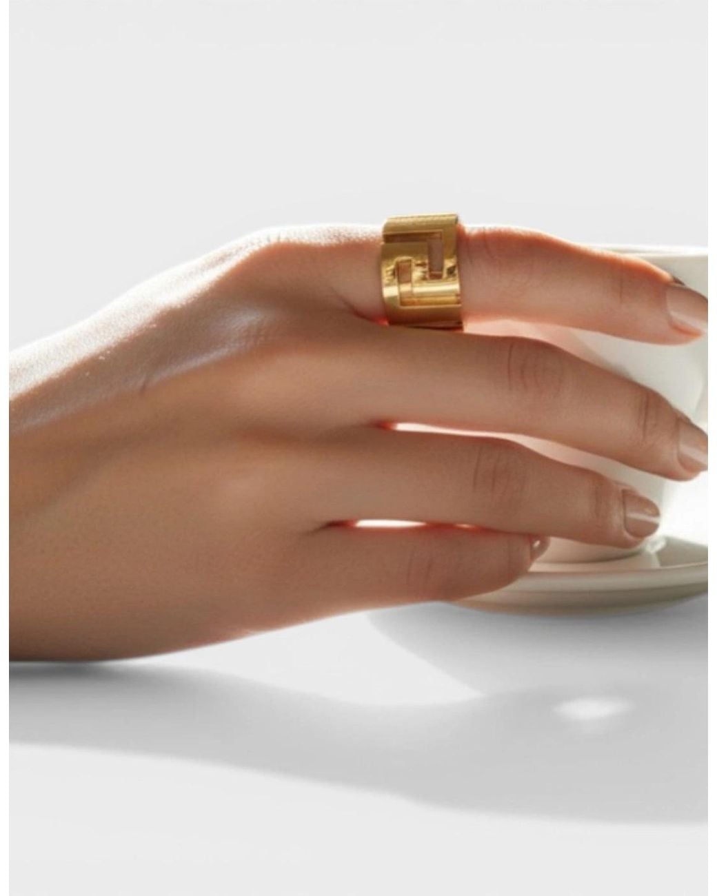 Versace Metallic Greca Ring Metal Tone