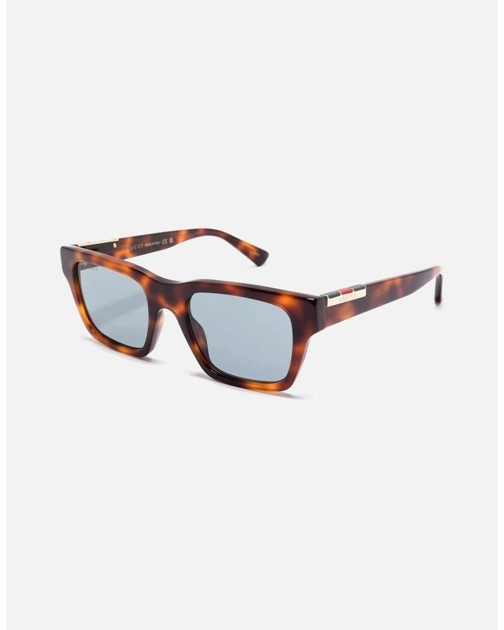 Gucci Blue Webbing Acetate Sunglasses Tortoise