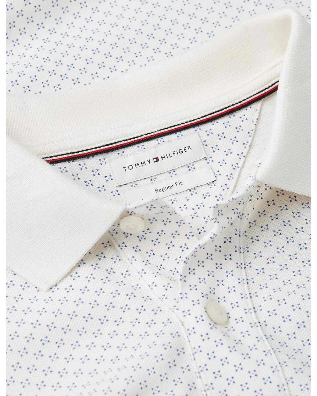 Tommy Hilfiger White Microprint Pique Polo Shirt Z00 Ivory Petal for men