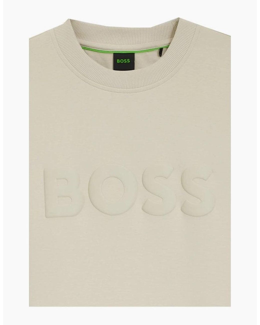 Boss White Salbo Crew Neck Sweatshirt for men