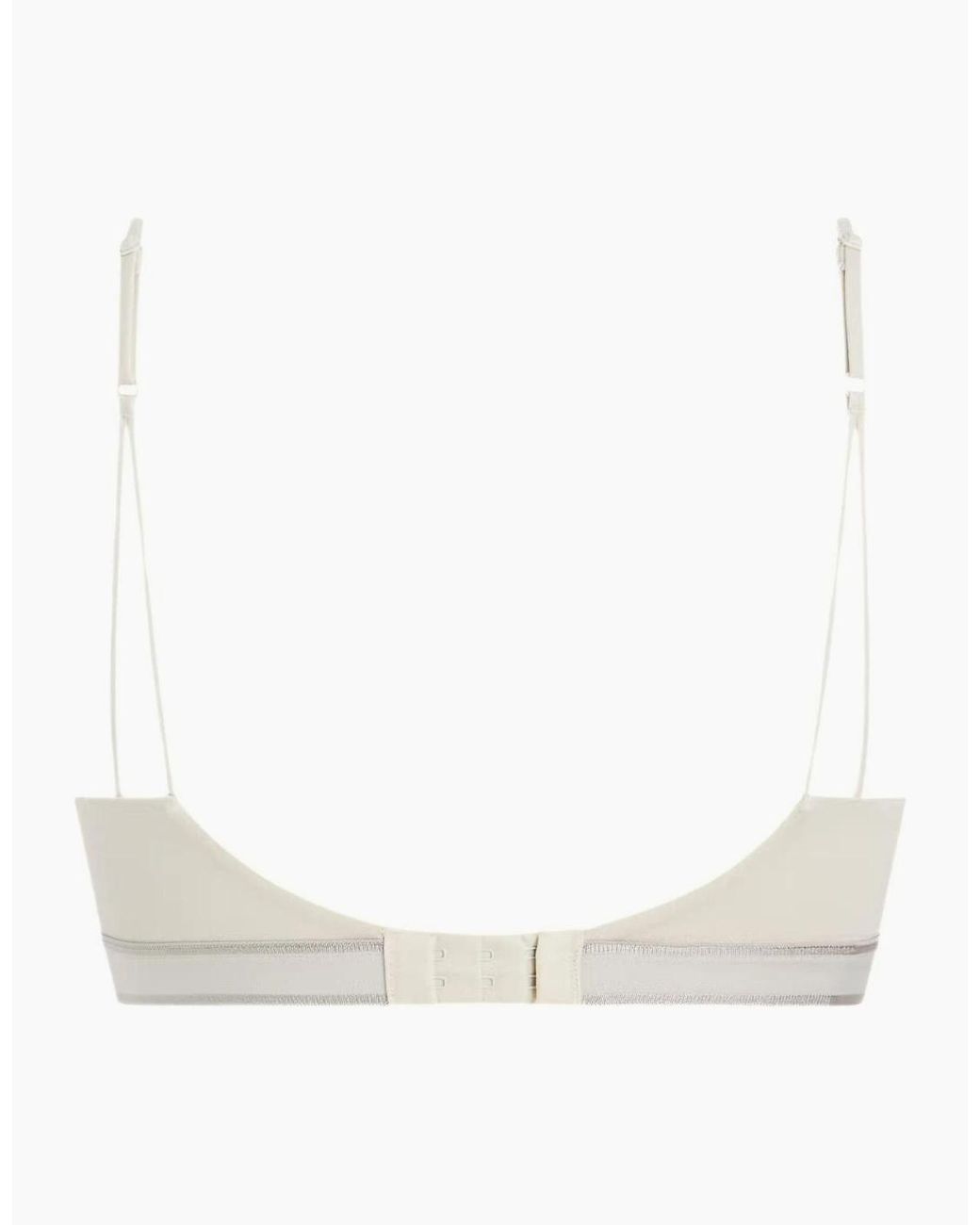 Calvin Klein White New Stone Logo Lightly Lined Triangle Bra, Sandshell