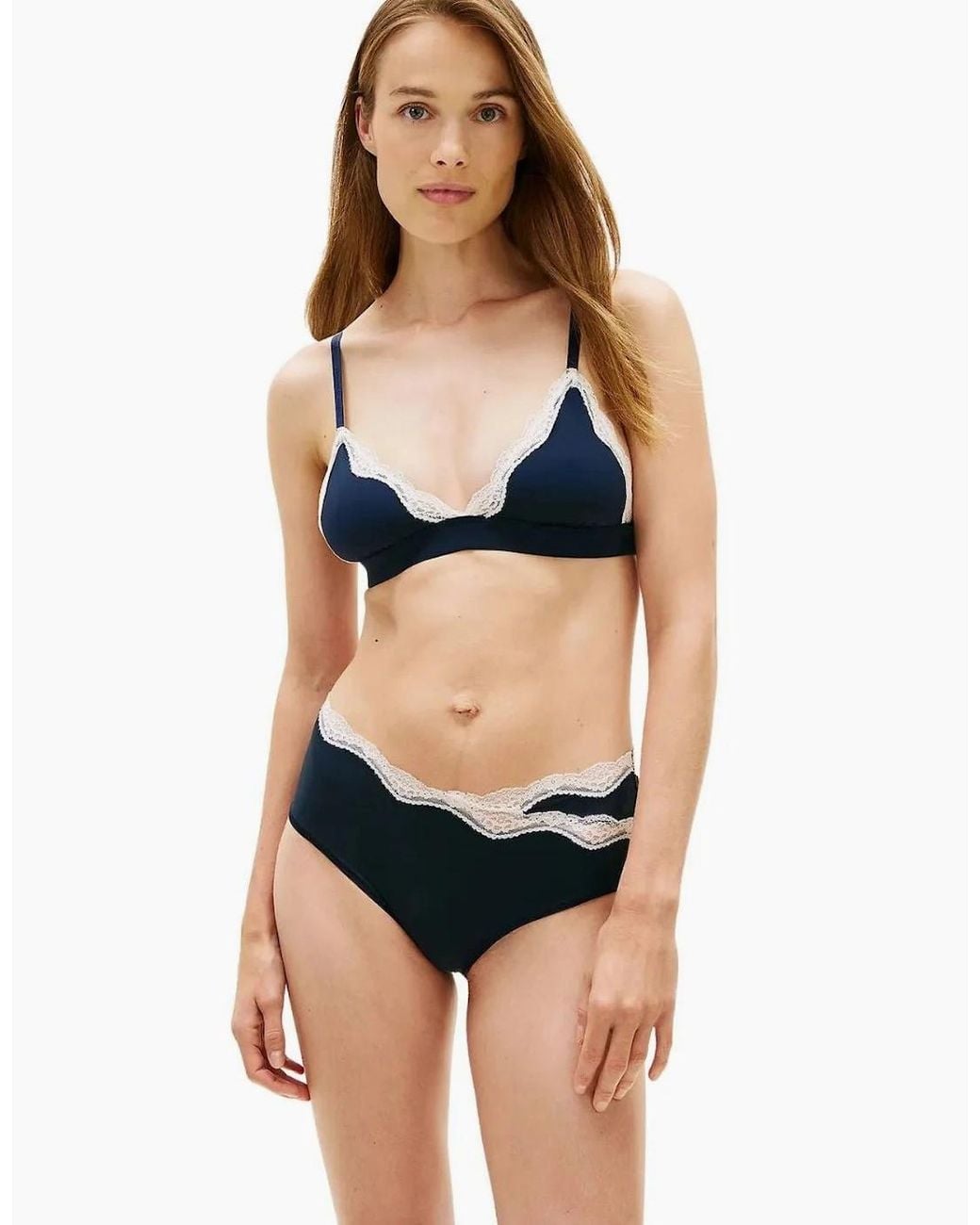 Tommy Hilfiger Blue Th Micro Lace Triangle Bra, Dark Night