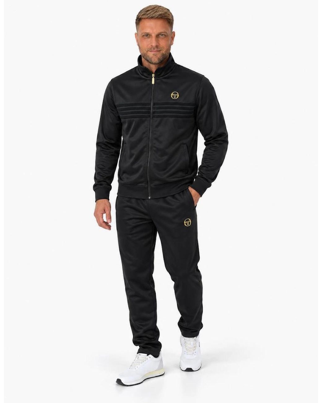 Sergio Tacchini Black Varena Track Top Jacket/ Lurex for men