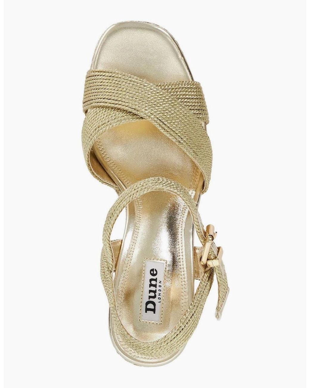 Dune Metallic Kolden Braid Textured Wedge Sandals