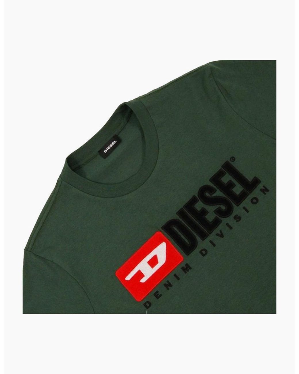 DIESEL Green T Just Division T Shirt Short Sleeve Crew Neck Casual Cotton Tee for men