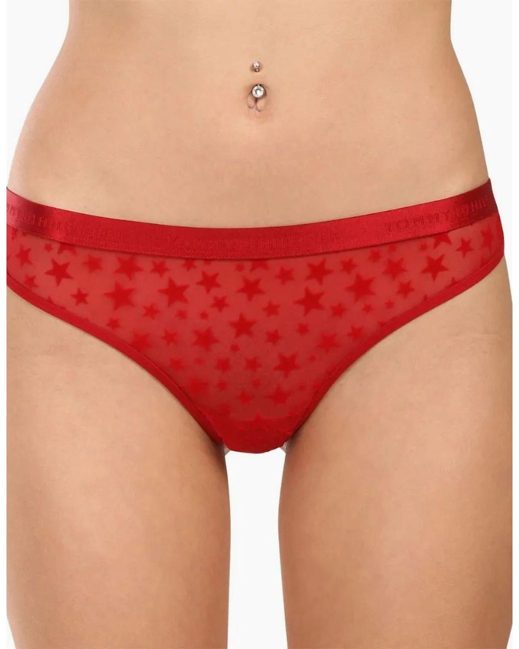 Tommy Hilfiger Red 3-Pack Mesh Stars Thongs Gift Set