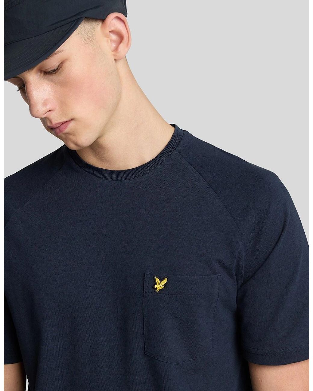 Lyle & Scott Blue Linen Blend Raglan T-Shirt for men