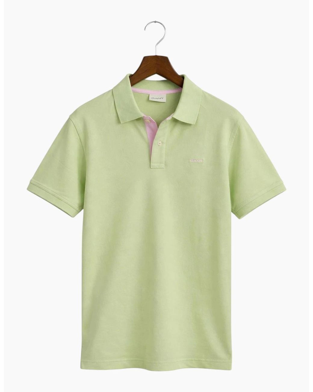 Gant Green Polo Shirt Contrast Short Sleeve Summer Polo Cotton for men