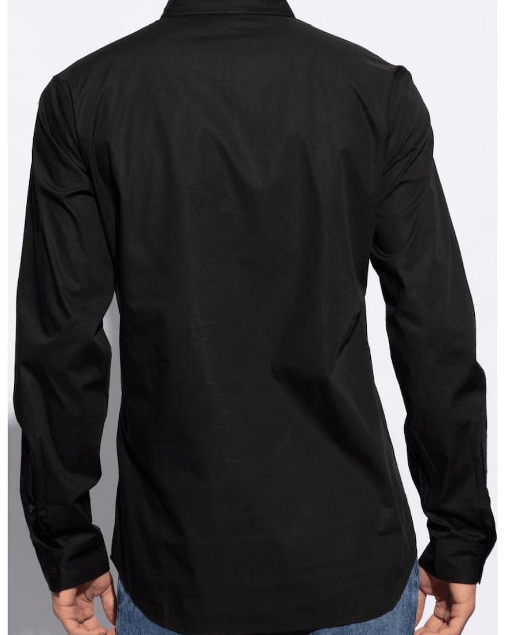 Versace Black Cotton Printed V-Emblem Logo/ Shirt for men