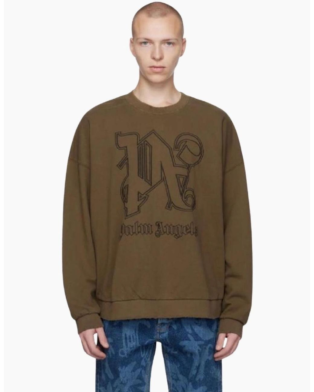 Palm Angels Brown Pa Monogram Statement Crew for men