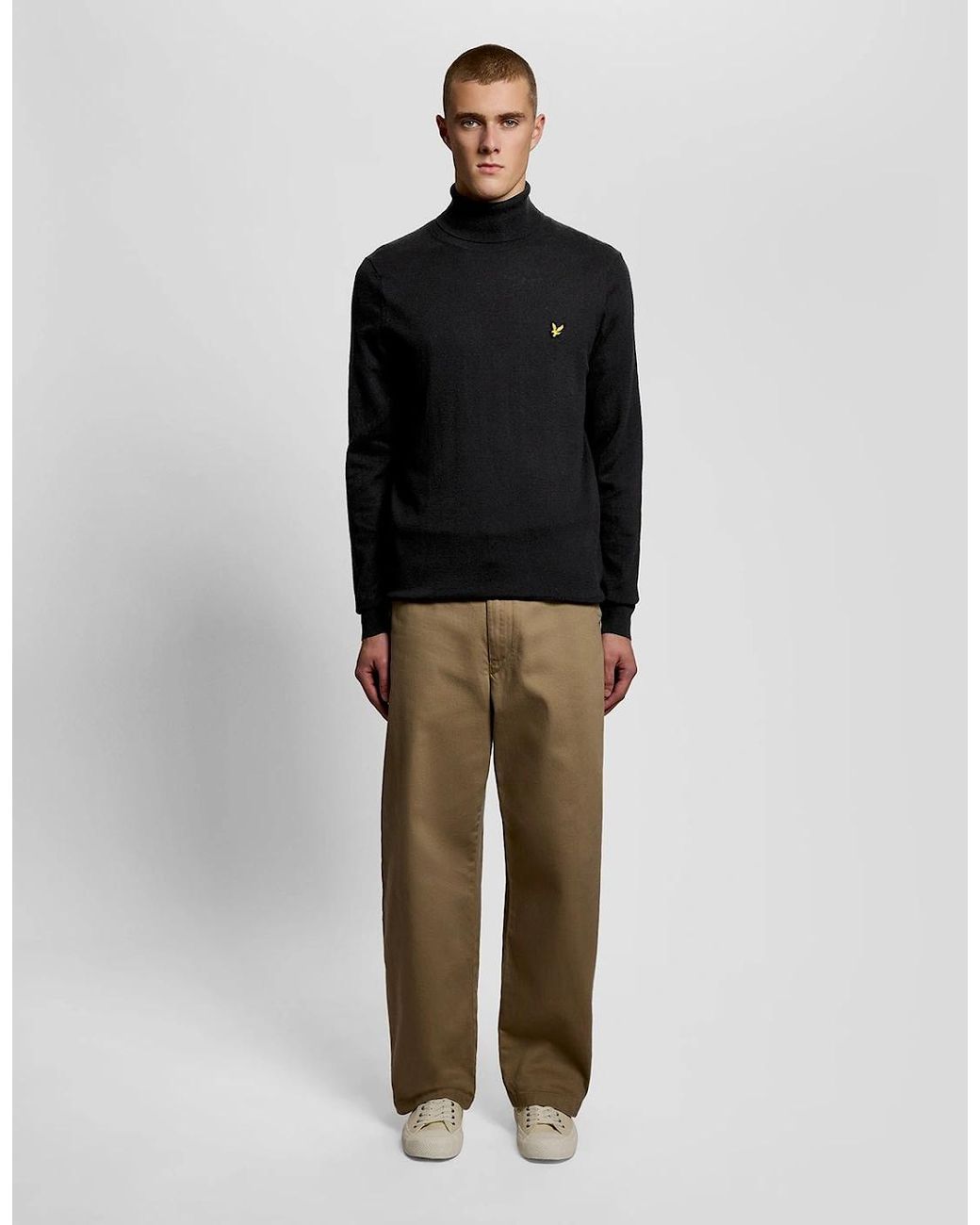 Lyle & Scott Black Cotton Merino Turtleneck Jumper for men