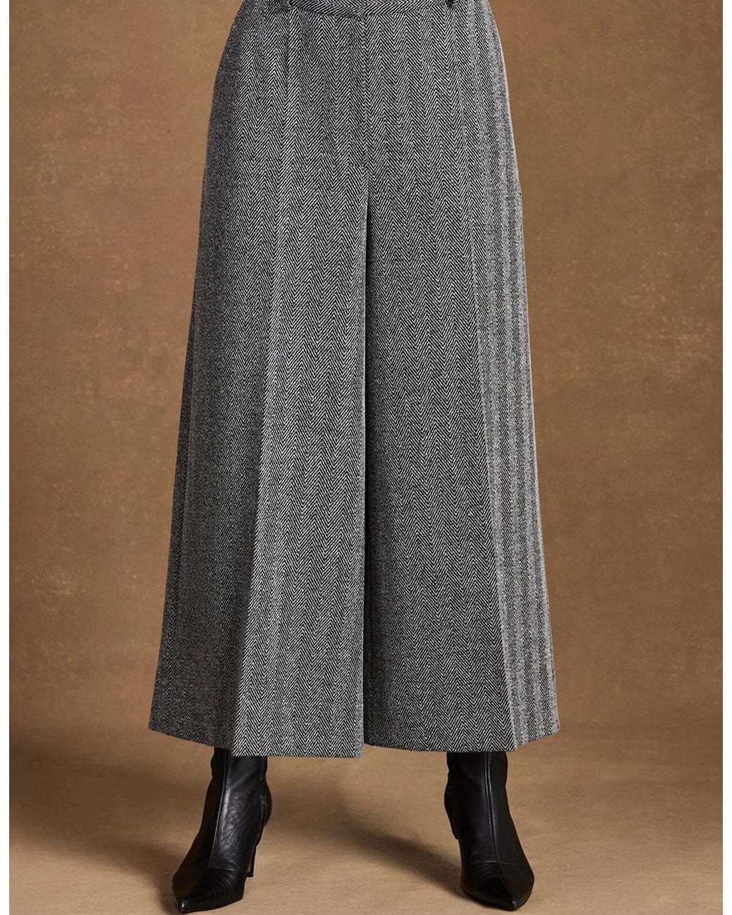 Ro&zo Gray Petite Herringbone Culottes