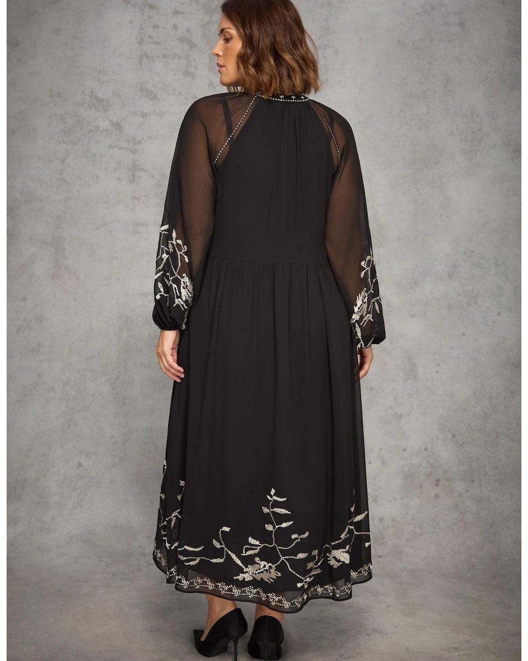Live Unlimited London Gray Midaxi Dress With Embellishment
