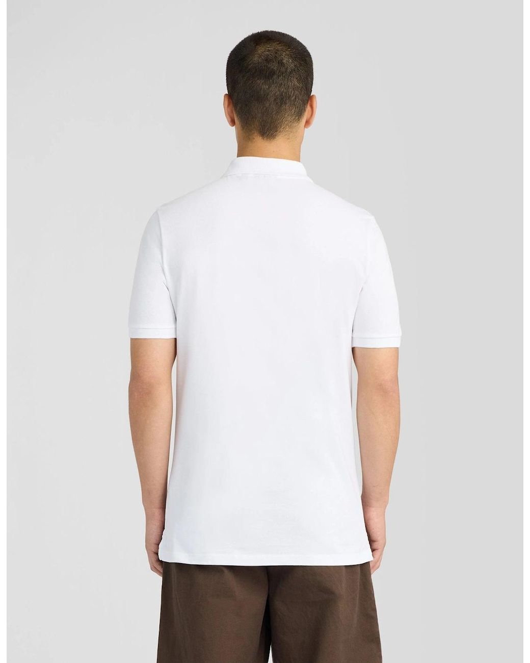 Lyle & Scott White 1/4 Zip Short Sleeve Polo Shirt for men