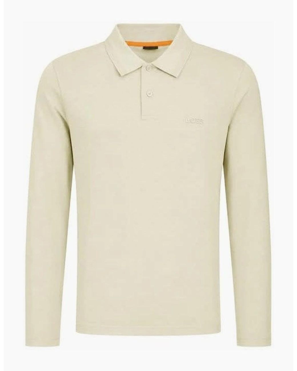 Boss Natural Interlock Long Sleeved Polo Shirt for men