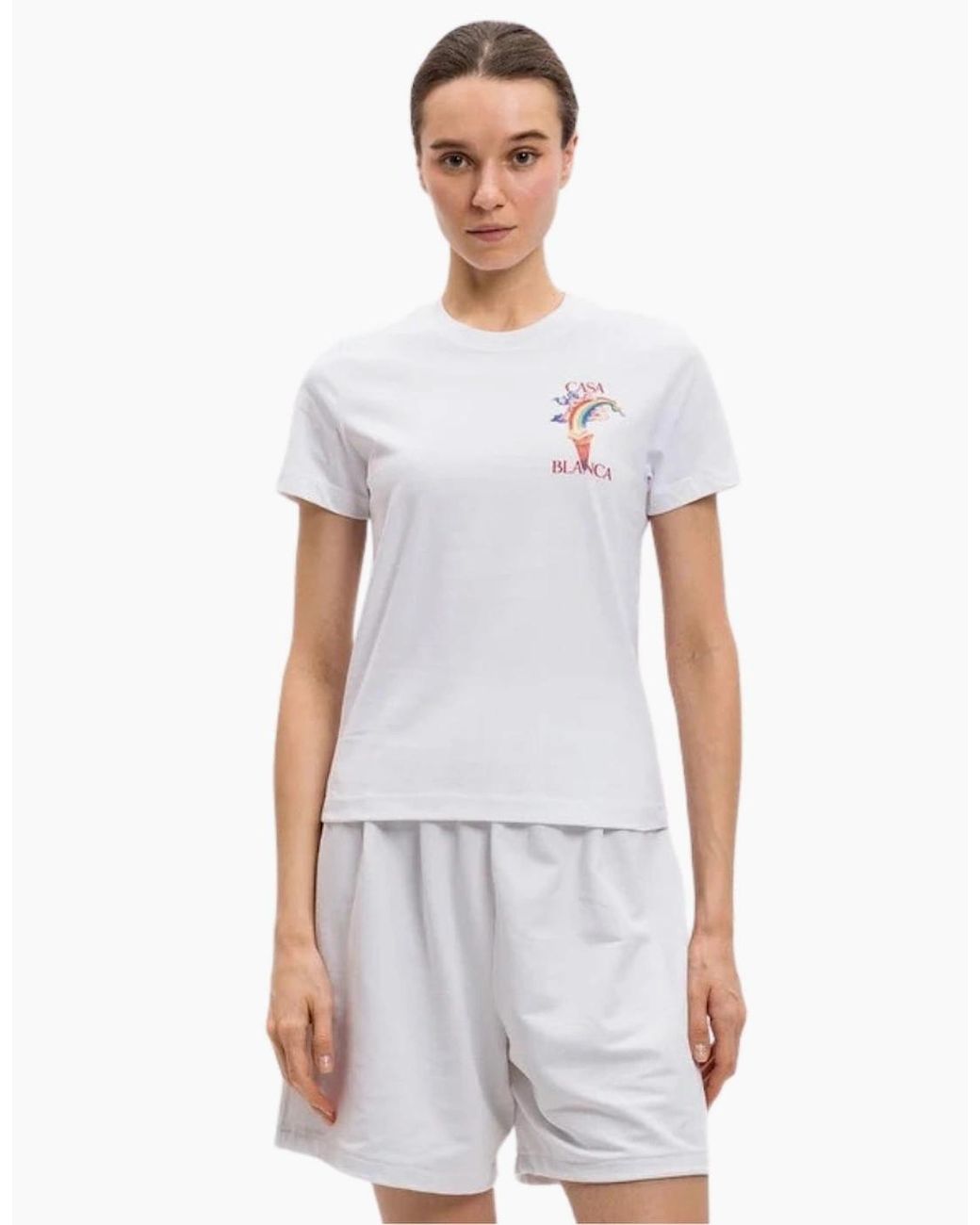 Casablanca White Printed Fitted Nature Teacher T-Shirt