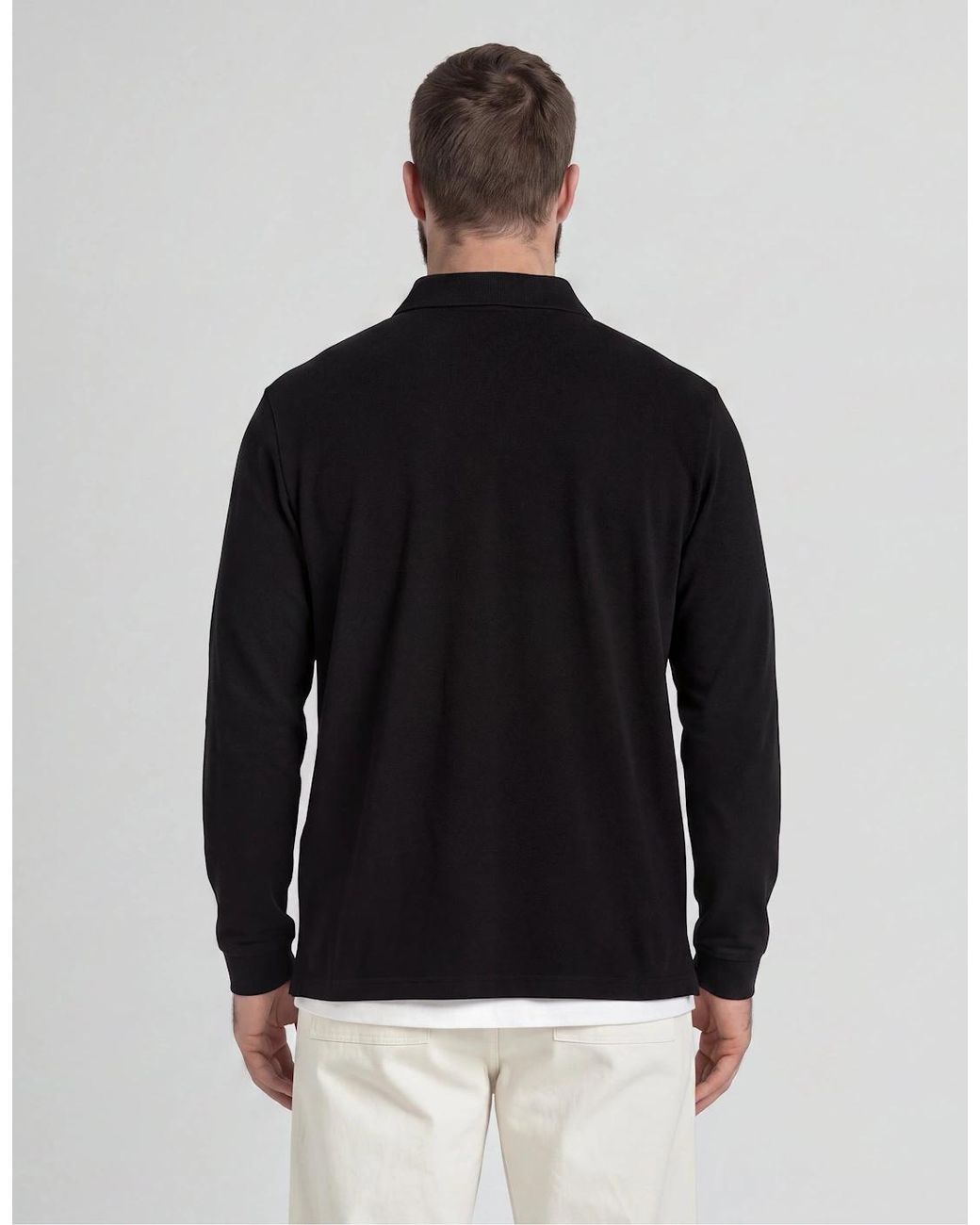 Lyle & Scott Black Long Sleeve Polo Shirt Plus for men