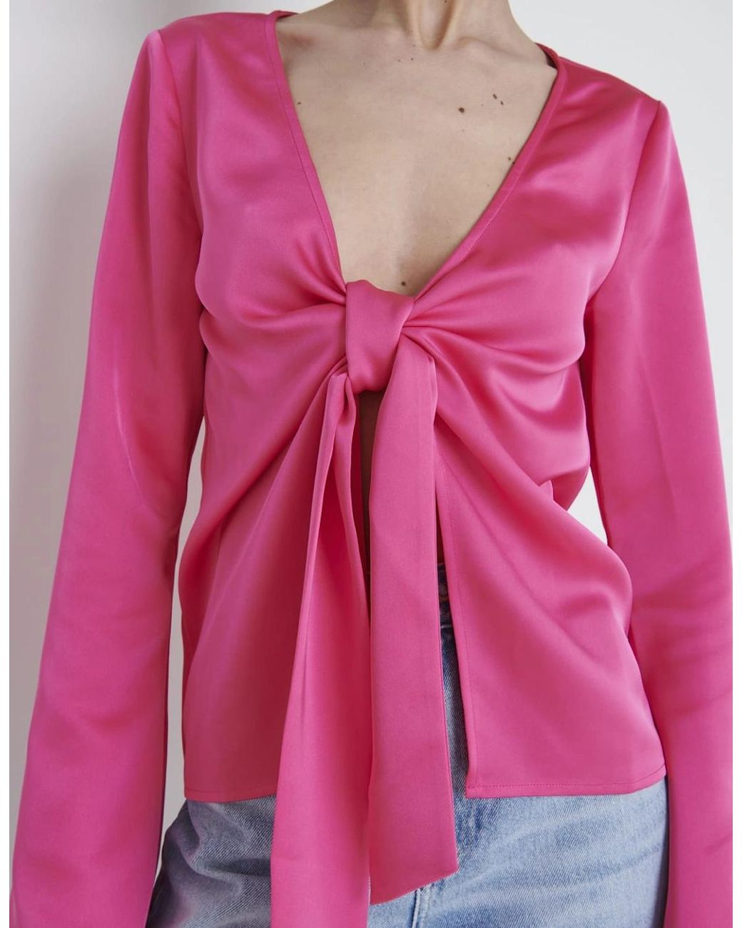 Pretty Lavish Pink Ashley Tie Drape Top