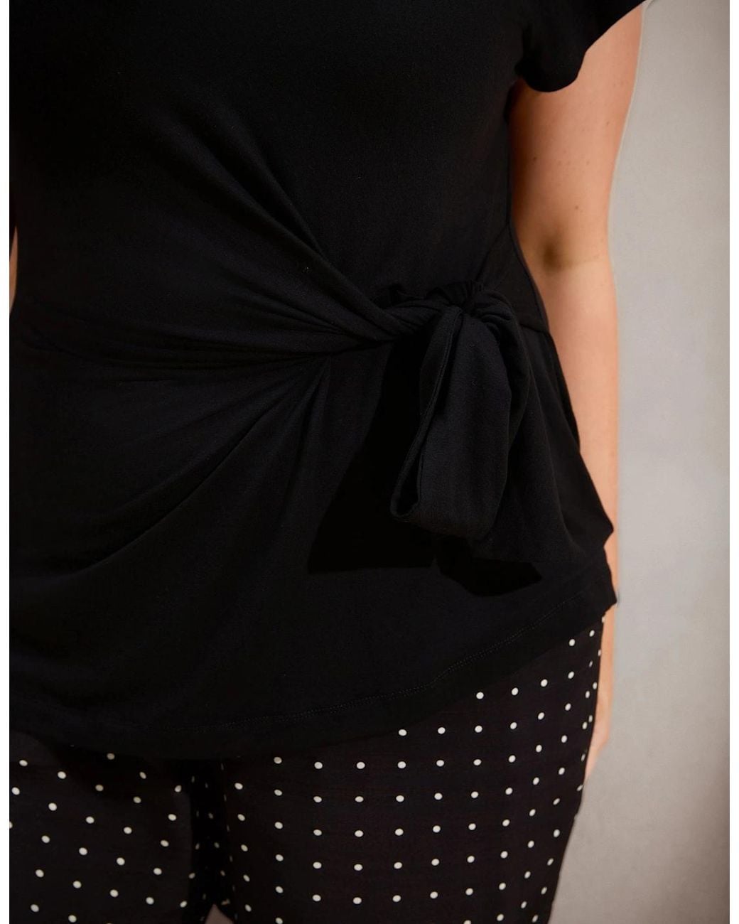 Live Unlimited London Black Jersey Tie Side Top