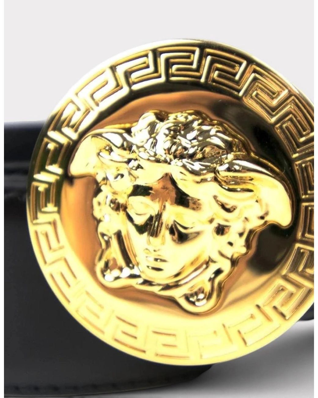 Versace Black Round Medusa Head Belt